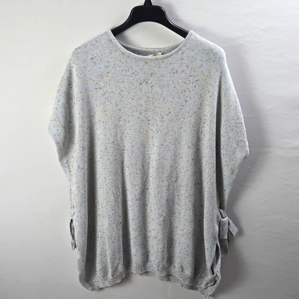LOFT Women's Blue Flecked Side Tie Sweater Poncho Size M/L - NWT